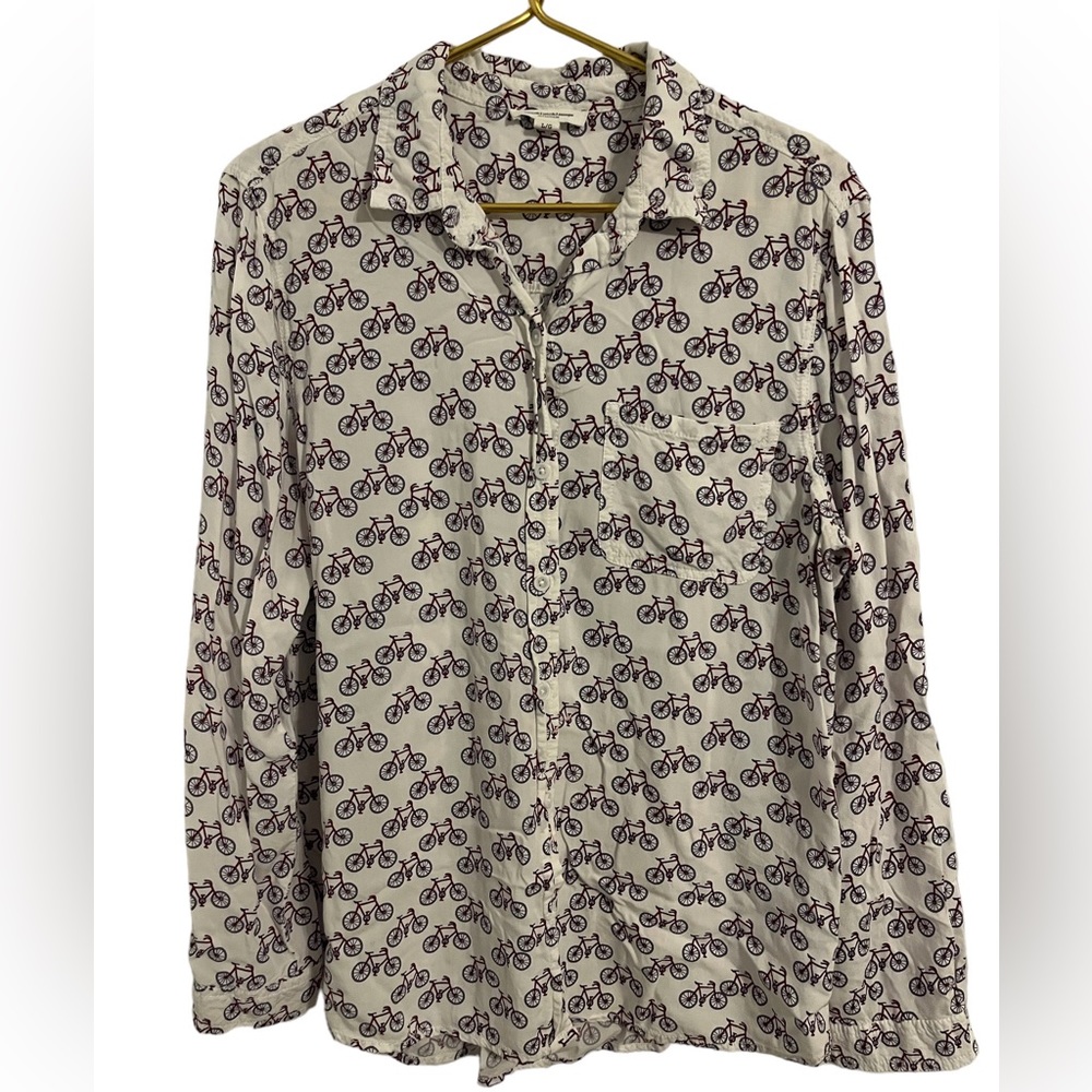 Beach Lunch Lounge Bicycle top Size Large women’s button up